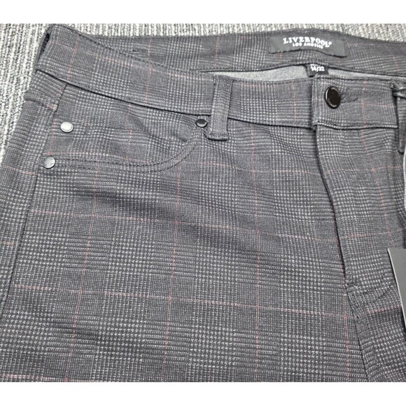 NWT Liverpool Ponte Pants Size 14P Petite Gray Black Plaid Ponte - Picture 2 of 11